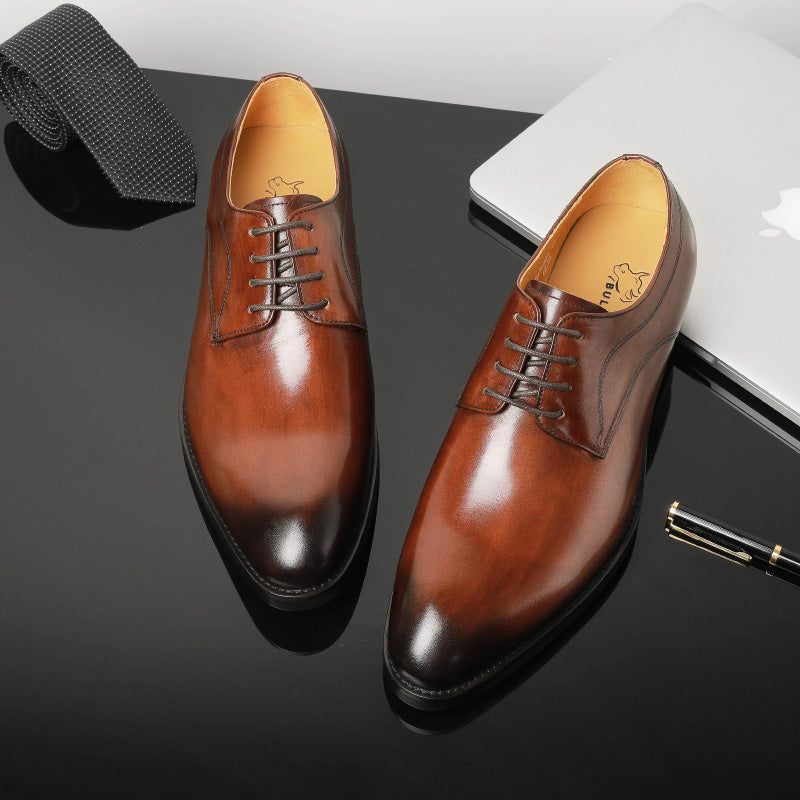 Formelle Herrenschuhe Für Hochzeiten Luxuriöse Spitze Oxfords Aus Exotischem Leder - Kaffee