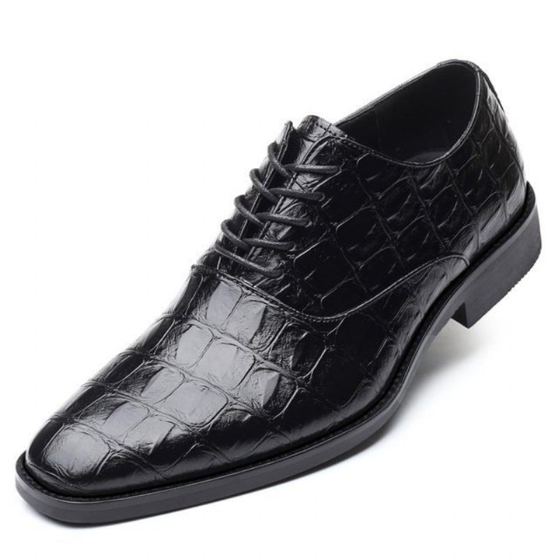 Formelle Herrenschuhe Glänzende Exotische Spitze Oxford-schuhe - Schwarz