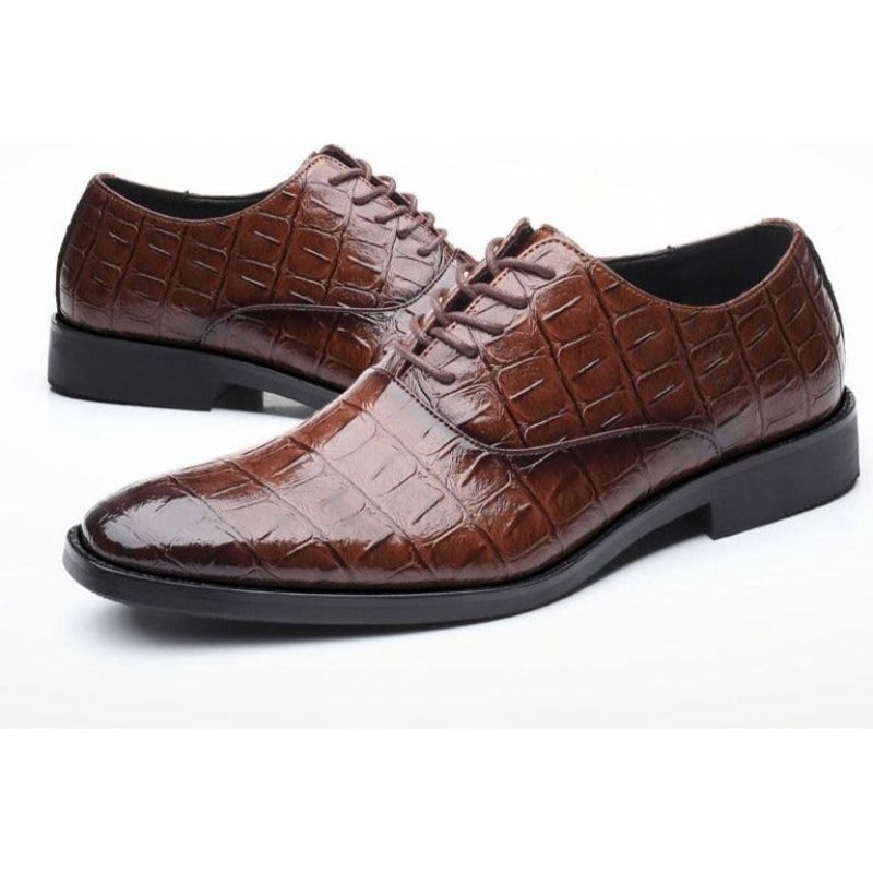 Formelle Herrenschuhe Glänzende Exotische Spitze Oxford-schuhe - Kaffee