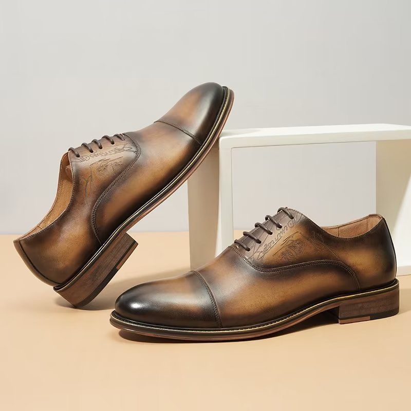 Formelle Herrenschuhe Im Eleganten Brogue-stil Aus Echtem Leder - Kaffee