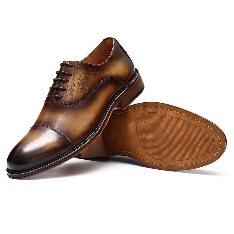 Formelle Herrenschuhe Im Eleganten Brogue-stil Aus Echtem Leder - Kaffee