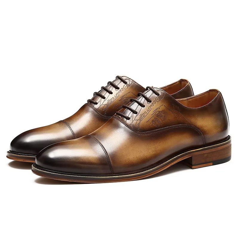 Formelle Herrenschuhe Im Eleganten Brogue-stil Aus Echtem Leder - Kaffee