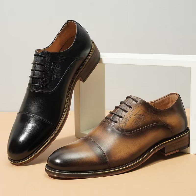 Formelle Herrenschuhe Im Eleganten Brogue-stil Aus Echtem Leder - Kaffee