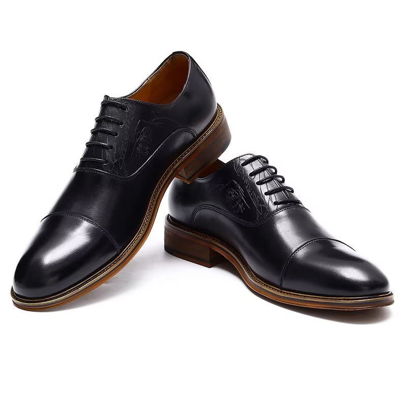 Formelle Herrenschuhe Im Eleganten Brogue-stil Aus Echtem Leder - Schwarz