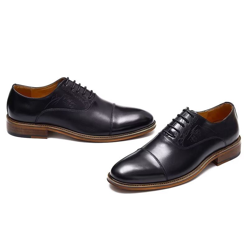 Formelle Herrenschuhe Im Eleganten Brogue-stil Aus Echtem Leder - Schwarz