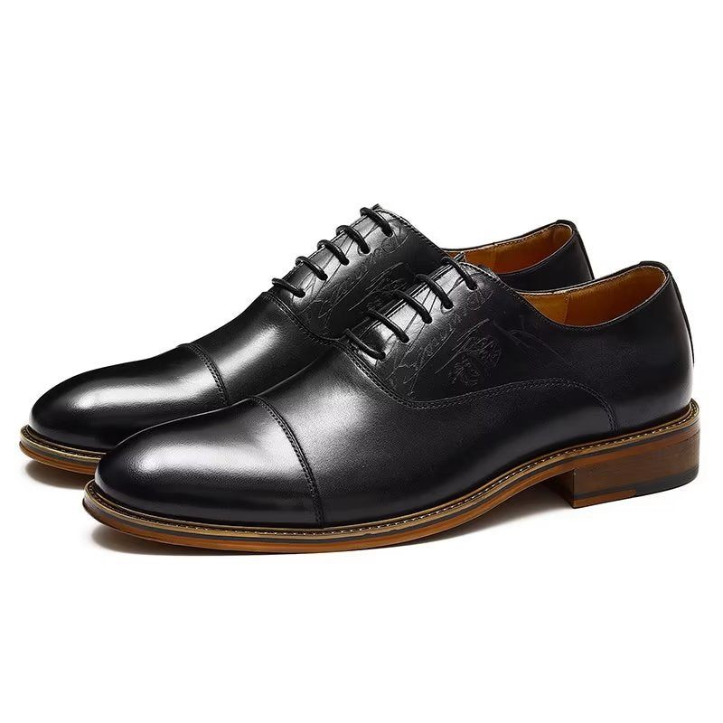 Formelle Herrenschuhe Im Eleganten Brogue-stil Aus Echtem Leder - Schwarz