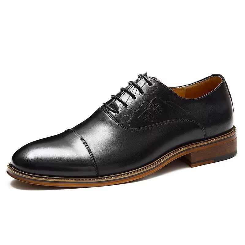 Formelle Herrenschuhe Im Eleganten Brogue-stil Aus Echtem Leder - Schwarz