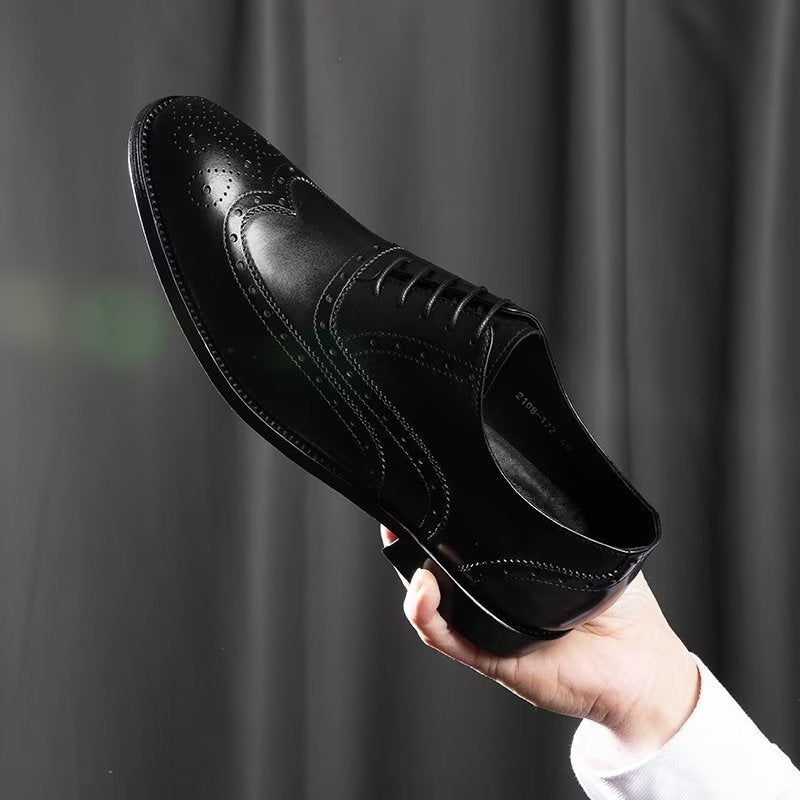 Formelle Herrenschuhe Luxuriöse Brogue-kleiderschuhe Aus Leder - Schwarz