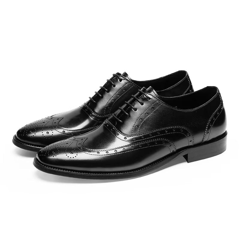 Formelle Herrenschuhe Luxuriöse Brogue-kleiderschuhe Aus Leder - Schwarz