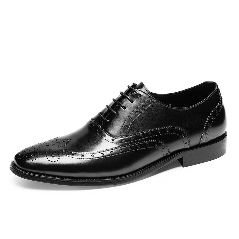 Formelle Herrenschuhe Luxuriöse Brogue-kleiderschuhe Aus Leder - Schwarz