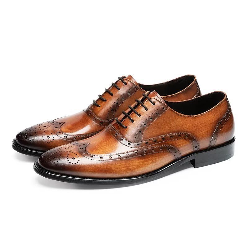 Formelle Herrenschuhe Luxuriöse Brogue-kleiderschuhe Aus Leder - Kaffee