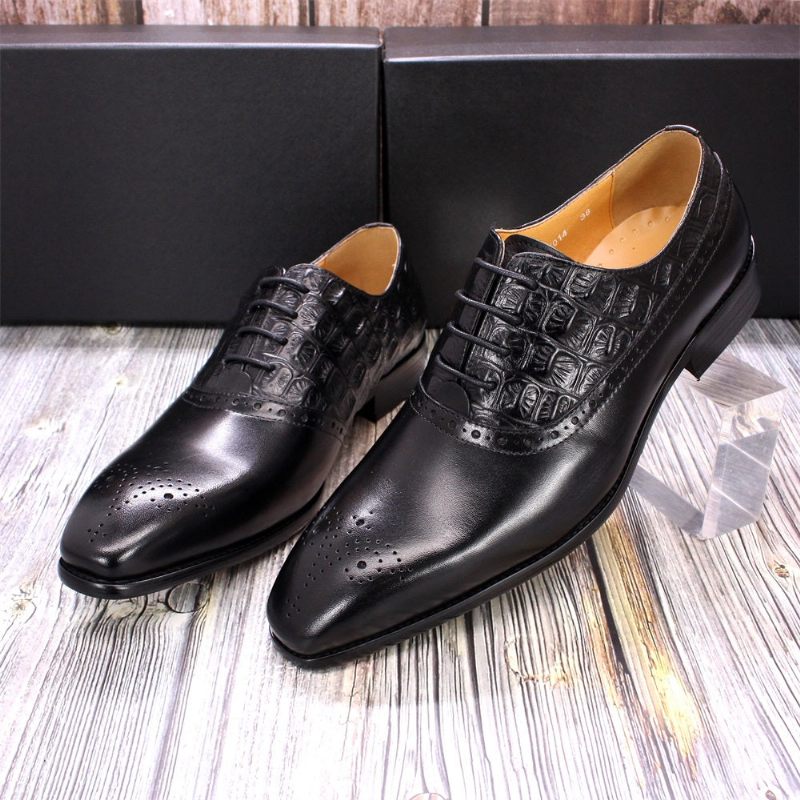 Formelle Herrenschuhe Luxuriöse Brogue-oxford-kleiderschuhe Aus Leder - Schwarz