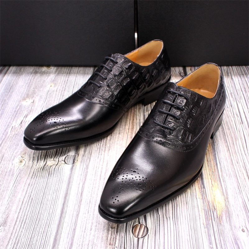 Formelle Herrenschuhe Luxuriöse Brogue-oxford-kleiderschuhe Aus Leder - Schwarz