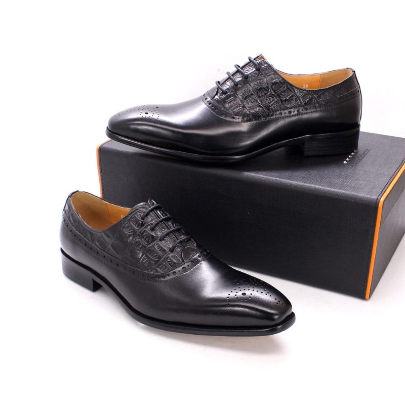 Formelle Herrenschuhe Luxuriöse Brogue-oxford-kleiderschuhe Aus Leder - Schwarz