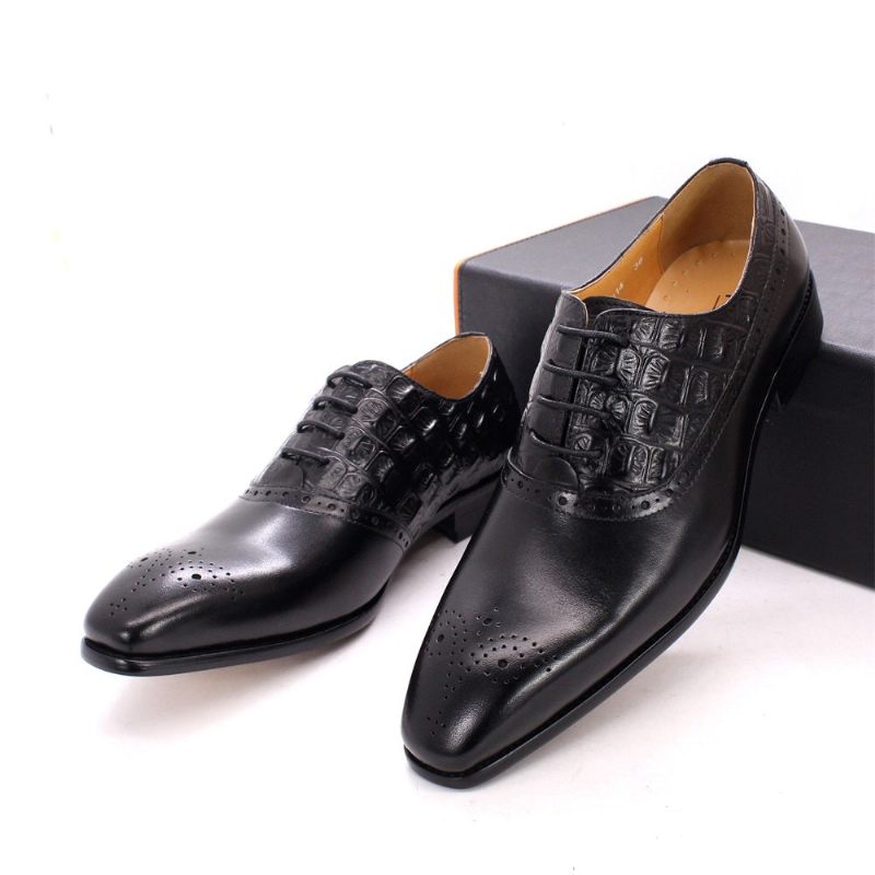 Formelle Herrenschuhe Luxuriöse Brogue-oxford-kleiderschuhe Aus Leder - Schwarz