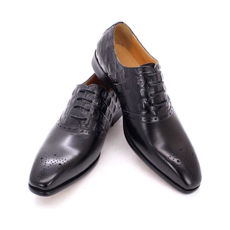 Formelle Herrenschuhe Luxuriöse Brogue-oxford-kleiderschuhe Aus Leder - Schwarz