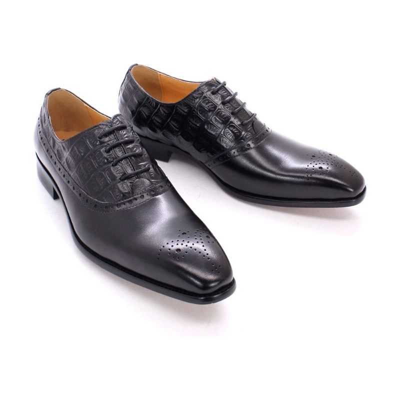 Formelle Herrenschuhe Luxuriöse Brogue-oxford-kleiderschuhe Aus Leder - Schwarz