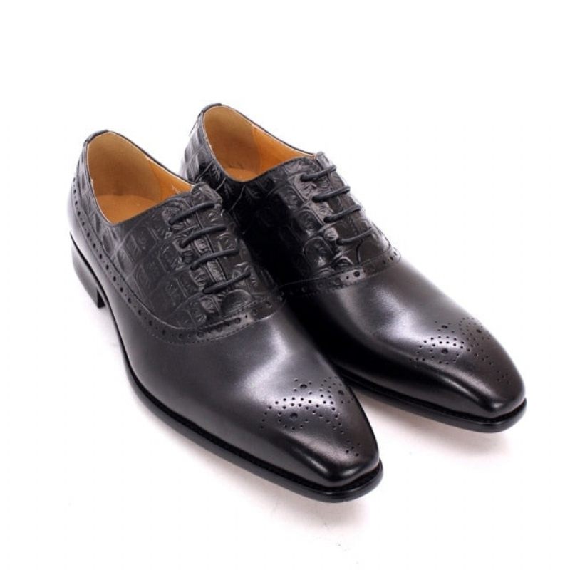 Formelle Herrenschuhe Luxuriöse Brogue-oxford-kleiderschuhe Aus Leder - Schwarz