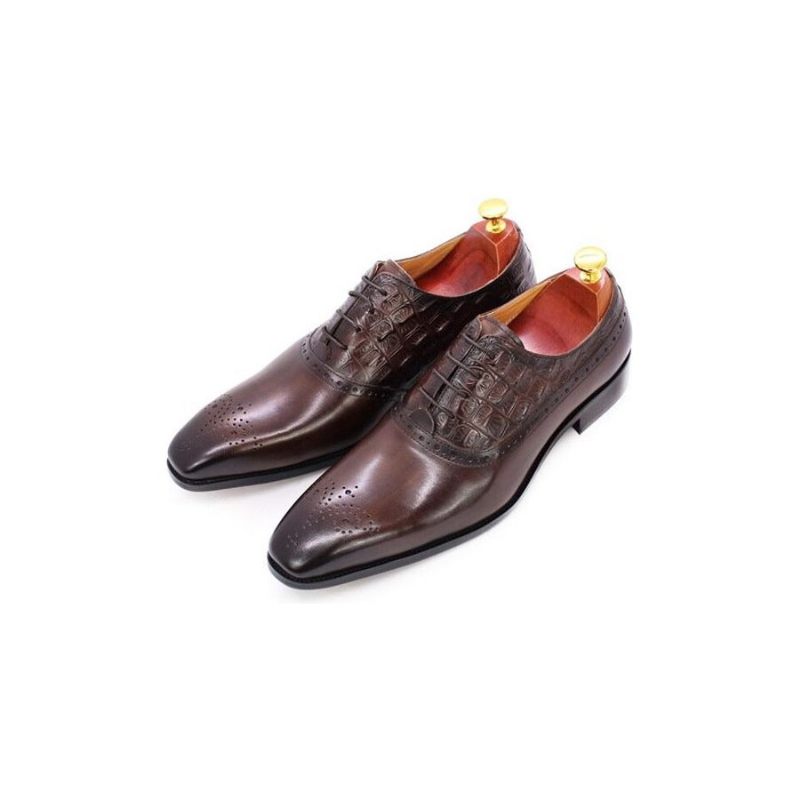 Formelle Herrenschuhe Luxuriöse Brogue-oxford-kleiderschuhe Aus Leder - Kaffee