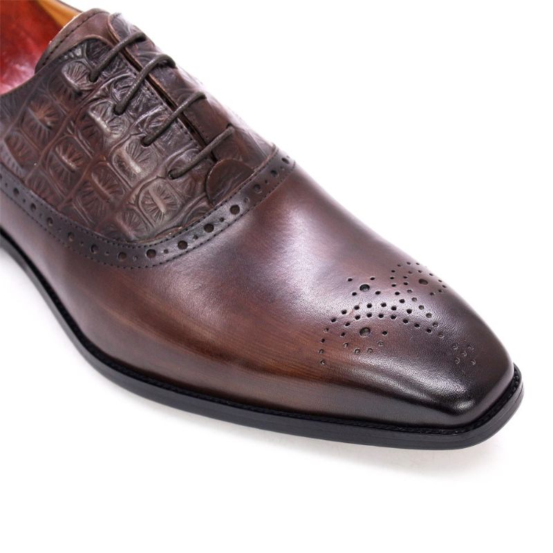 Formelle Herrenschuhe Luxuriöse Brogue-oxford-kleiderschuhe Aus Leder - Kaffee