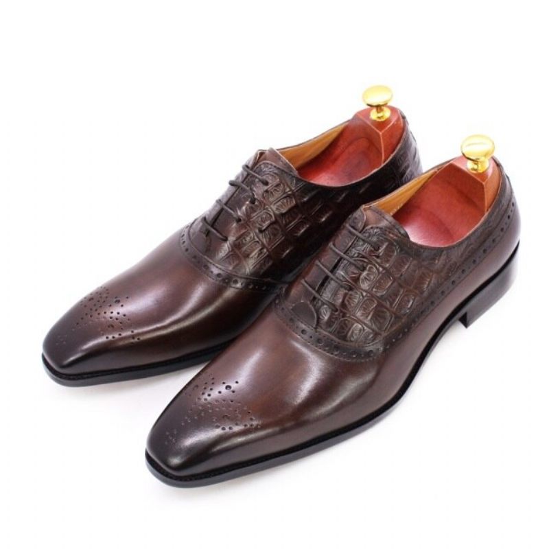 Formelle Herrenschuhe Luxuriöse Brogue-oxford-kleiderschuhe Aus Leder - Kaffee