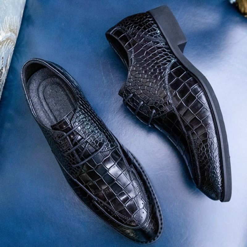 Formelle Herrenschuhe Luxuriöse Crocgloss-klassiker-brogue-kleiderschuhe - Schwarz