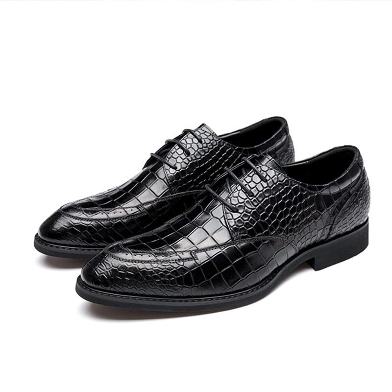 Formelle Herrenschuhe Luxuriöse Crocgloss-klassiker-brogue-kleiderschuhe - Schwarz