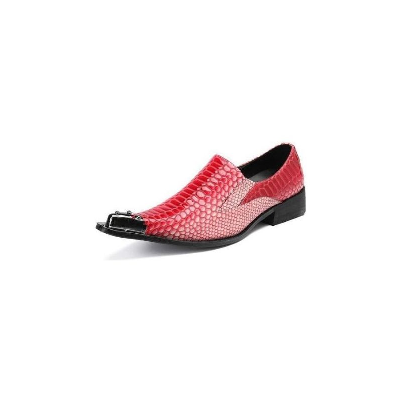 Formelle Herrenschuhe Luxuriöse Crocstripe-loafer Mit Exotischem Muster - Rot