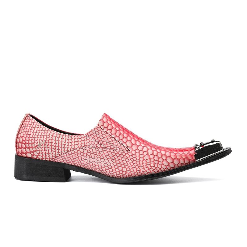 Formelle Herrenschuhe Luxuriöse Crocstripe-loafer Mit Exotischem Muster - Rot