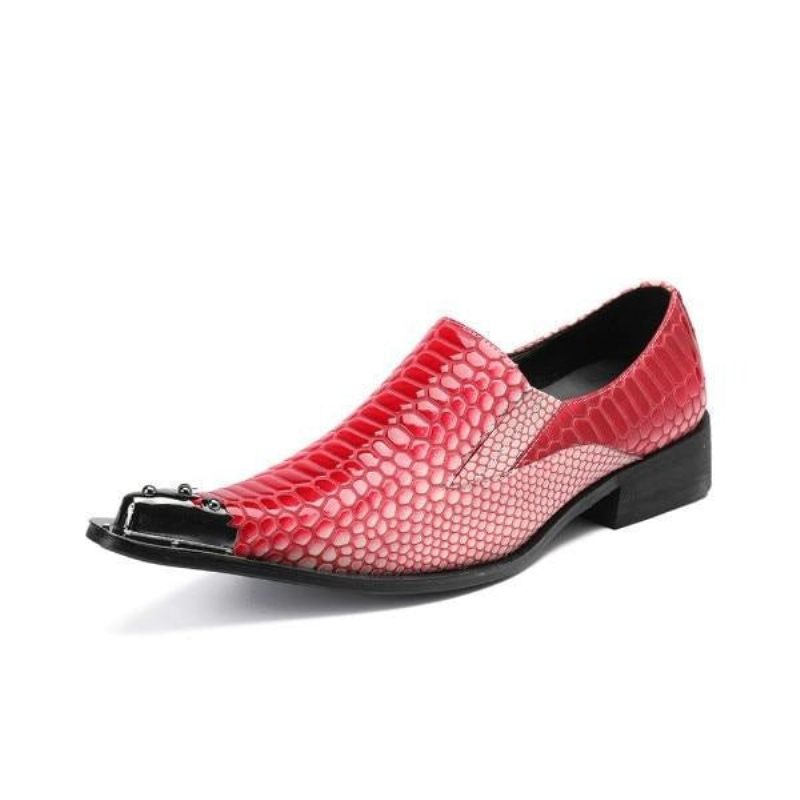 Formelle Herrenschuhe Luxuriöse Crocstripe-loafer Mit Exotischem Muster - Rot