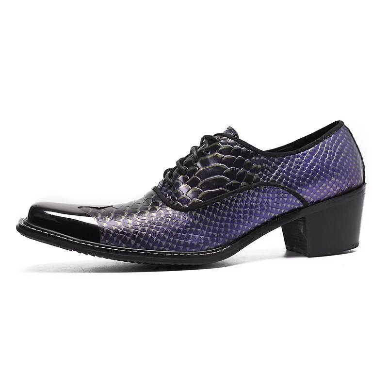 Formelle Herrenschuhe Luxuriöse Croctex-oxford-schuhe Aus Echtem Leder - Lila