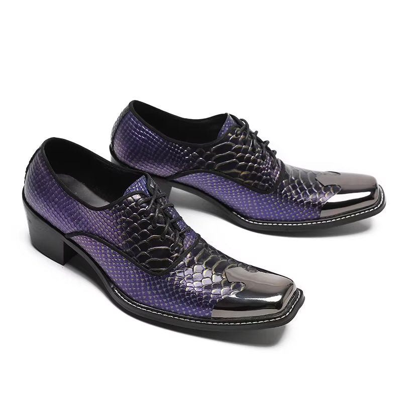 Formelle Herrenschuhe Luxuriöse Croctex-oxford-schuhe Aus Echtem Leder - Lila