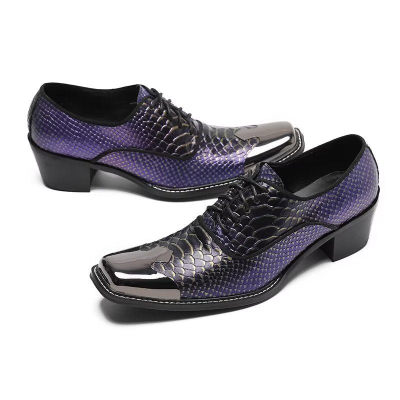 Formelle Herrenschuhe Luxuriöse Croctex-oxford-schuhe Aus Echtem Leder - Lila