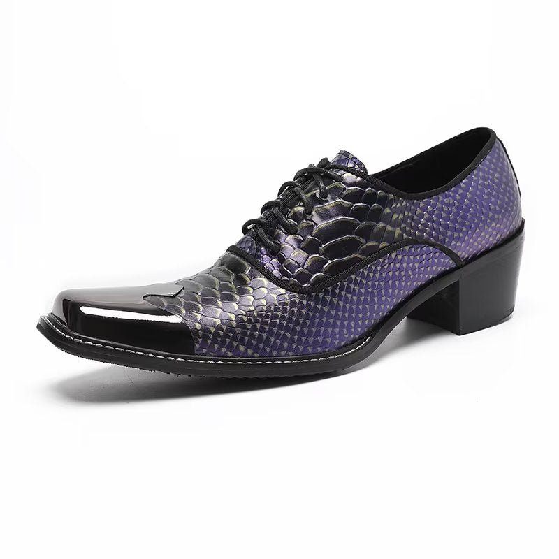 Formelle Herrenschuhe Luxuriöse Croctex-oxford-schuhe Aus Echtem Leder - Lila