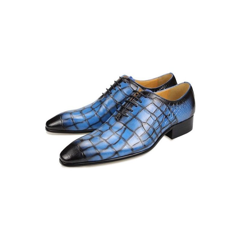 Formelle Herrenschuhe Luxuriöse Croctex-oxford-schuhe Mit Spitzer Zehenpartie - Blau