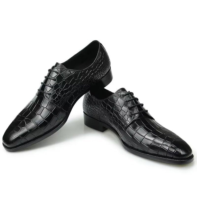 Formelle Herrenschuhe Luxuriöse Elegante Brogue-schuhe Aus Krokodilleder - Schwarz