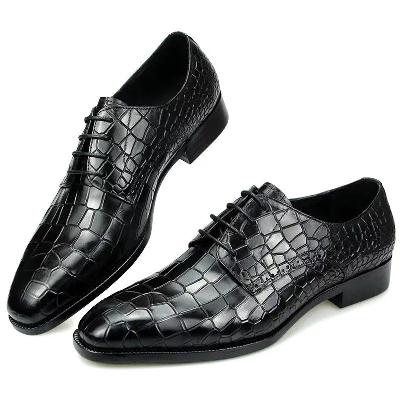 Formelle Herrenschuhe Luxuriöse Elegante Brogue-schuhe Aus Krokodilleder - Schwarz