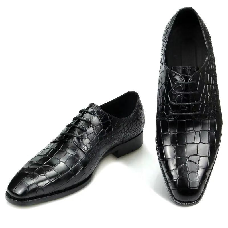 Formelle Herrenschuhe Luxuriöse Elegante Brogue-schuhe Aus Krokodilleder - Schwarz