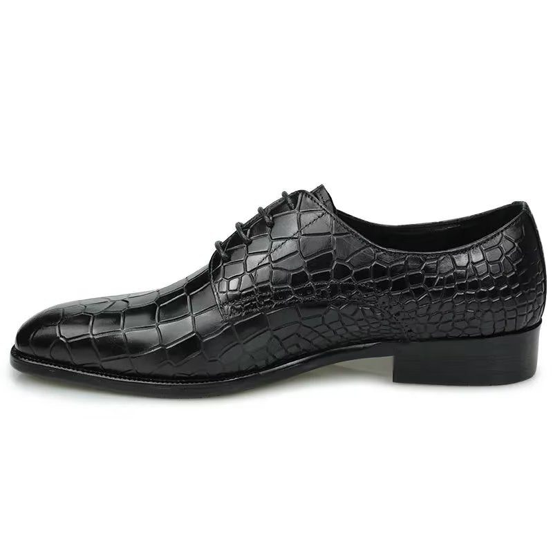 Formelle Herrenschuhe Luxuriöse Elegante Brogue-schuhe Aus Krokodilleder - Schwarz