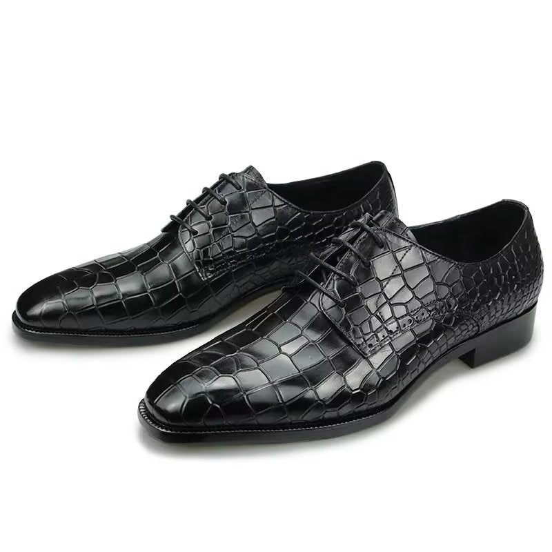 Formelle Herrenschuhe Luxuriöse Elegante Brogue-schuhe Aus Krokodilleder - Schwarz