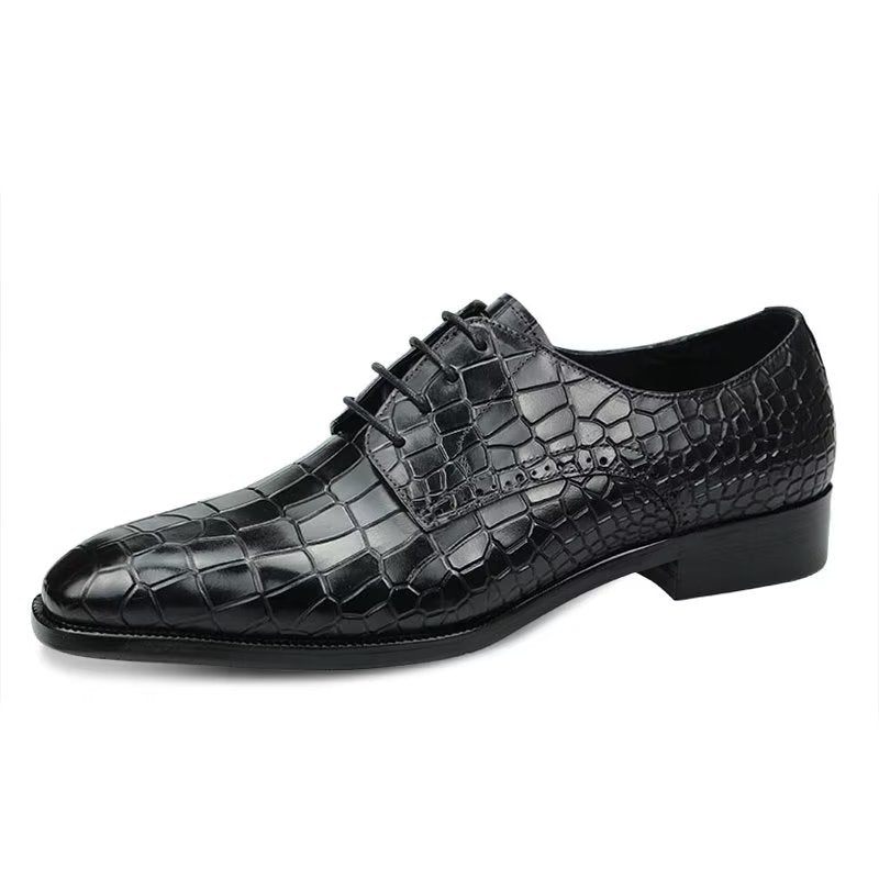 Formelle Herrenschuhe Luxuriöse Elegante Brogue-schuhe Aus Krokodilleder - Schwarz