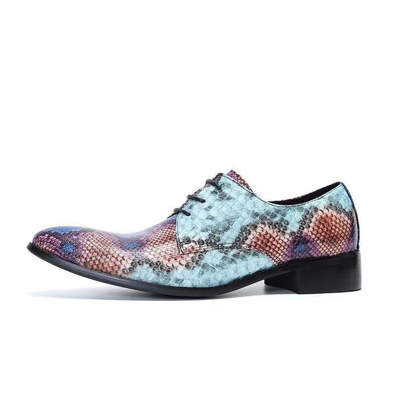 Formelle Herrenschuhe Luxuriöse Elegante Derby-schuhe Mit Exotischem Muster - Blau