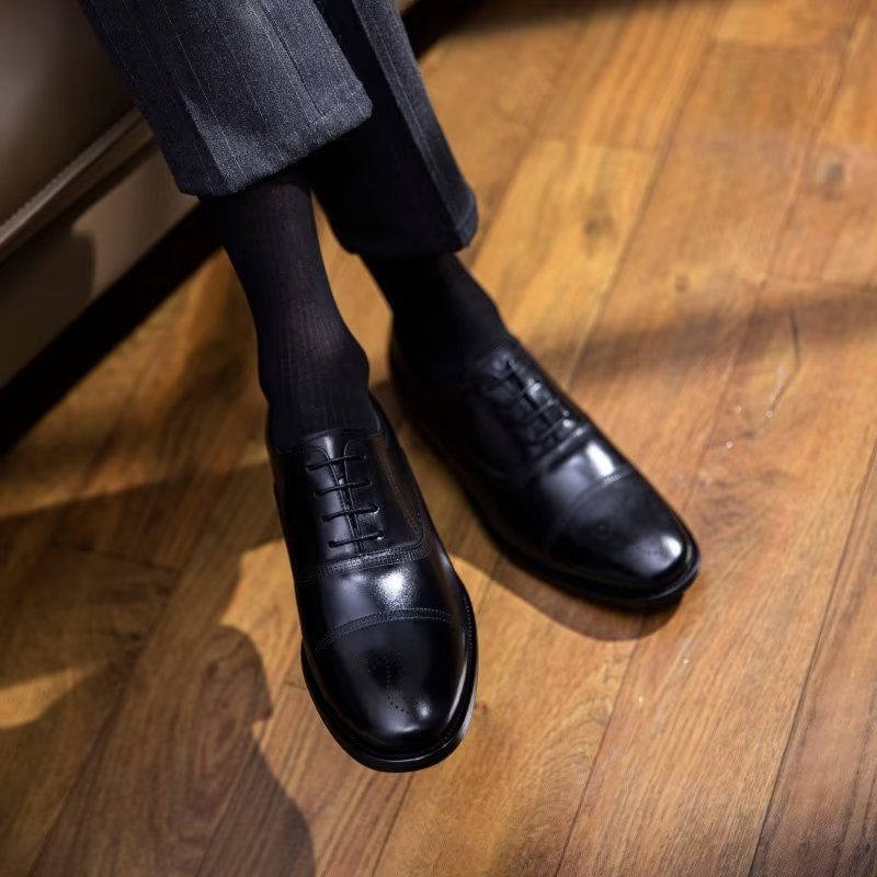 Formelle Herrenschuhe Luxuriöse Elegante Oxford-schuhe Aus Leder - Schwarz