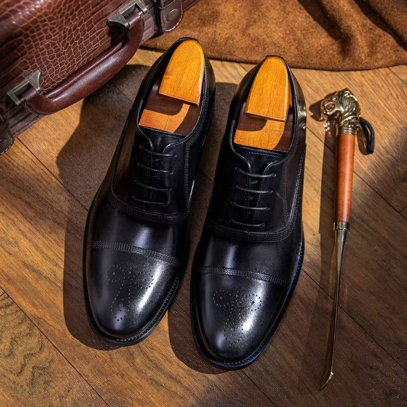 Formelle Herrenschuhe Luxuriöse Elegante Oxford-schuhe Aus Leder - Schwarz