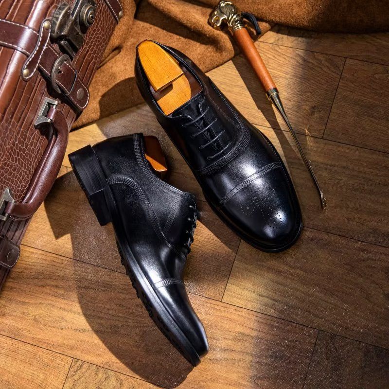 Formelle Herrenschuhe Luxuriöse Elegante Oxford-schuhe Aus Leder - Schwarz