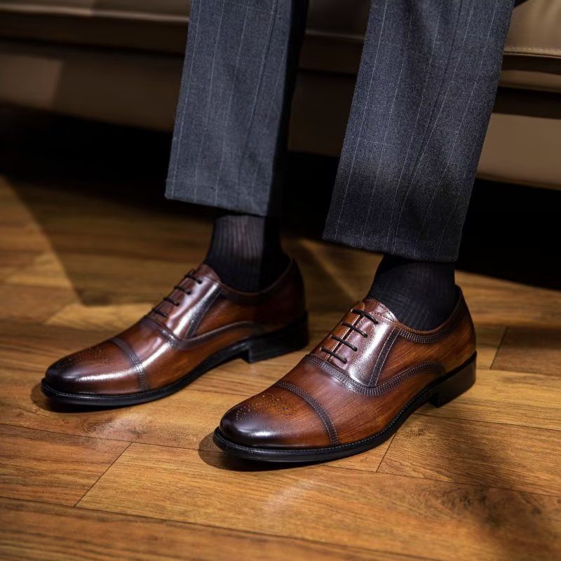 Formelle Herrenschuhe Luxuriöse Elegante Oxford-schuhe Aus Leder - Kaffee