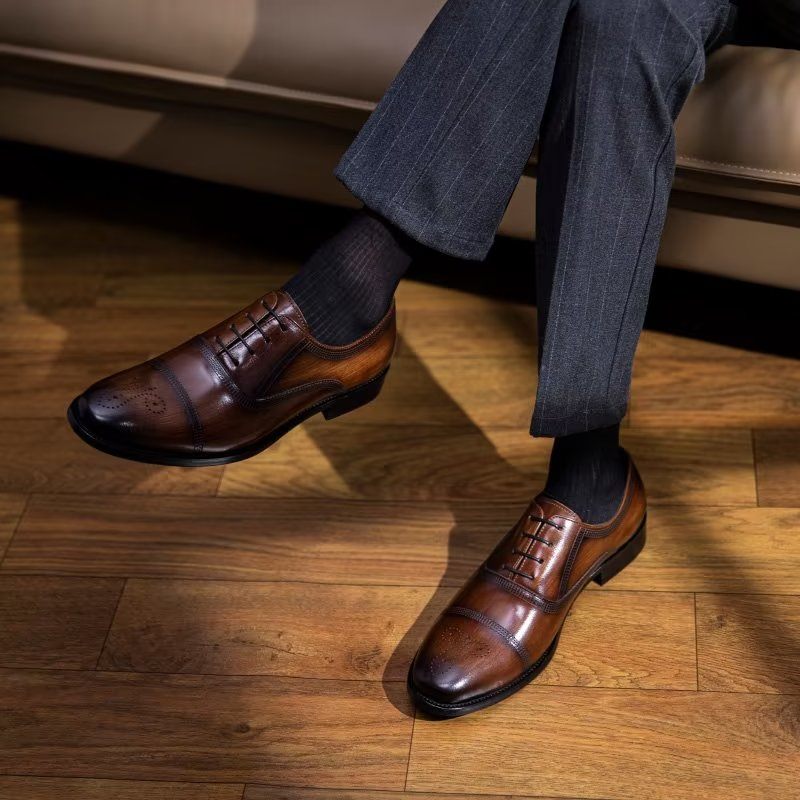 Formelle Herrenschuhe Luxuriöse Elegante Oxford-schuhe Aus Leder - Kaffee