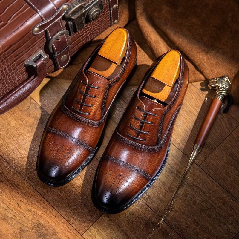 Formelle Herrenschuhe Luxuriöse Elegante Oxford-schuhe Aus Leder - Kaffee