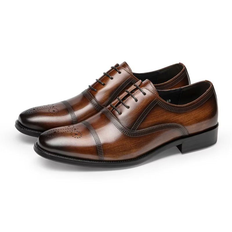 Formelle Herrenschuhe Luxuriöse Elegante Oxford-schuhe Aus Leder - Kaffee