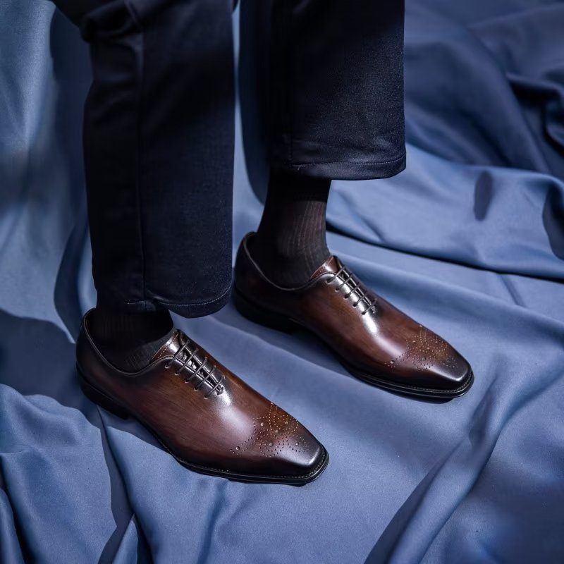 Formelle Herrenschuhe Luxuriöse Elegante Oxford-schuhe Aus Rindsleder - Kaffee